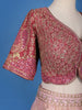 Pink Floral Embroidered Banarasi Silk Lehenga for Brides - Diadem