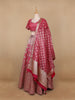 Pink Floral Embroidered Banarasi Silk Lehenga for Bridesmaid - Diadem