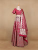 Pink Floral Embroidered Banarasi Silk Lehenga for Bridesmaid - Diadem