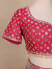 Pink Floral Embroidered Banarasi Silk Lehenga for Bridesmaid - Diadem