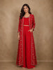 Pink Floral Embroidered Chiffon Palazzo Suit with Jacket