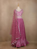 Pink Floral Embroidered Crepe Bridesmaids Lehenga - Diadem