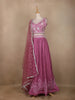 Pink Floral Embroidered Crepe Bridesmaids Lehenga - Diadem