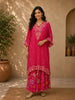 Pink Floral Embroidered Georgette Kaftan Suit