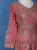 Pink Floral Embroidered Georgette Lehenga Set - Diadem