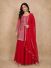 Pink Floral Embroidered Georgette Peplum Palazzo Suit with Dupatta