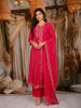 Pink Floral Embroidered Raw Silk Salwar Suit with Matching Dupatta