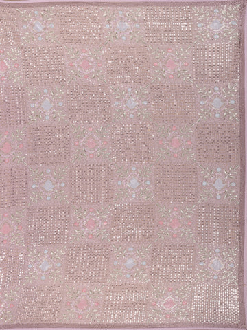 Pink Floral Embroidered Sequin Georgette Saree - Diadem