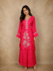 Pink Floral Embroidered Tissue Silk Palazzo Suit