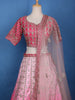 Pink Floral Embroidery Bridal Raw Silk Lehenga