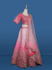 Pink Floral Embroidery Bridal Raw Silk Lehenga