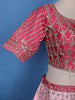Pink Floral Embroidery Bridal Raw Silk Lehenga