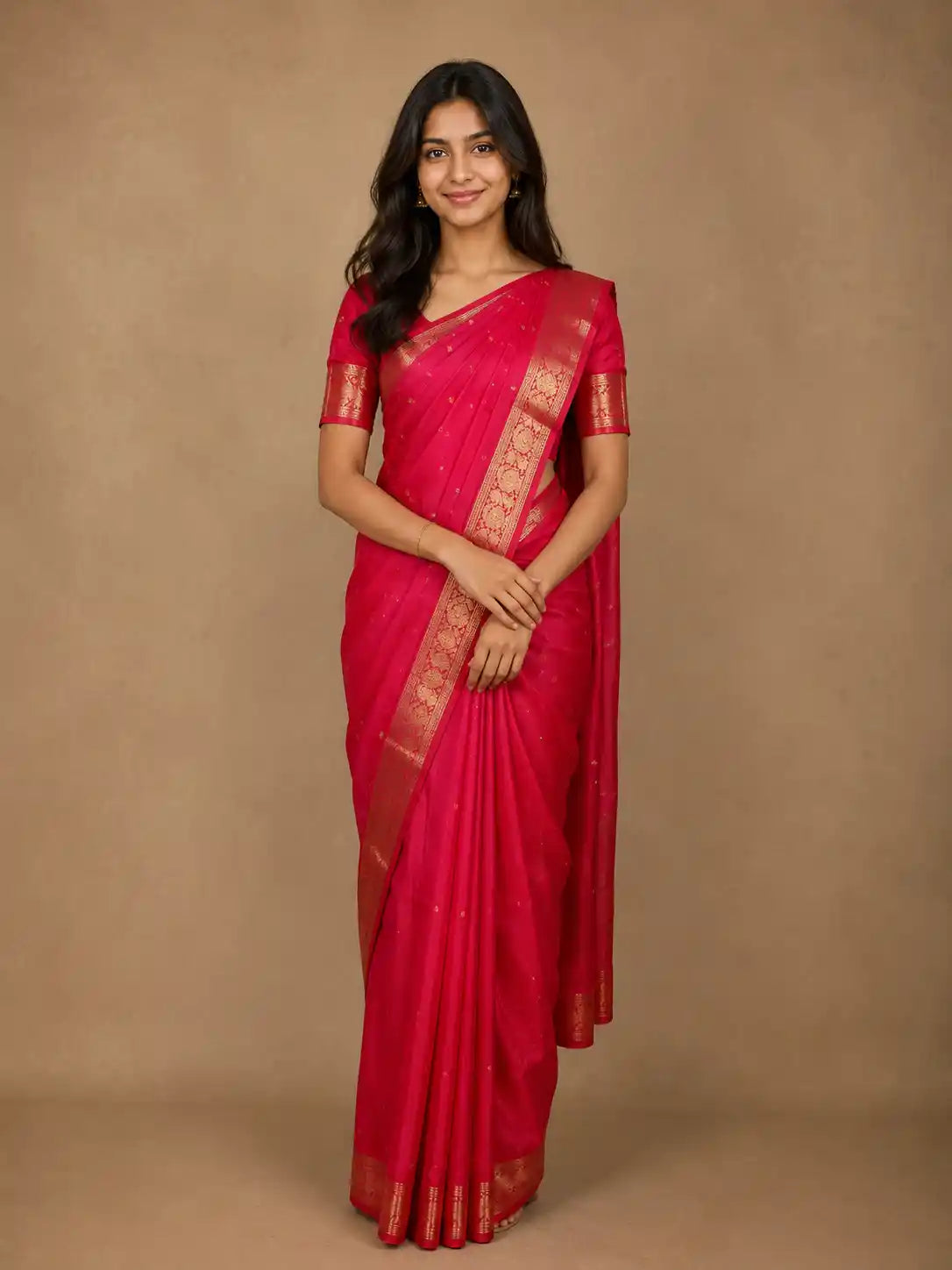 Pink Floral Woven Pure Kanchipuram Silk Saree With Zari Border
