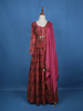 Pink Floral Motif Bead Work Cotton Gown