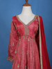 Pink Floral Motif Bead Work Georgette Gown - Diadem