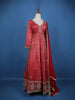 Pink Floral Motif Bead Work Georgette Gown - Diadem