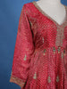 Pink Floral Motif Bead Work Georgette Gown - Diadem