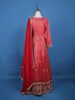 Pink Floral Motif Bead Work Georgette Gown - Diadem