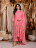 Pink Floral Painted Cotton Salwar Suit with Dupatta