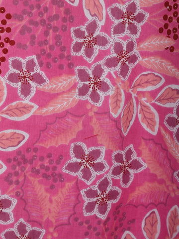 Pink Floral Printed Cotton Salwar Suit - Diadem