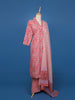 Pink Floral Printed Cotton Salwar Suit with Striped Dupatta - Diadem