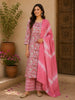 Pink Floral Printed Cotton Straight Cut Salwar Suit