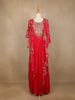 Pink Floral Printed IndoWestern Crepe Gown