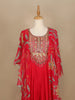 Pink Floral Printed IndoWestern Crepe Gown