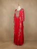 Pink Floral Printed IndoWestern Crepe Gown