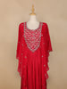 Pink Floral Printed  IndoWestern Crepe Gown