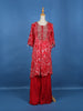 Pink Floral Printed Kaftan-style Crepe Salwar suit