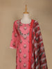Pink Floral Printed Semi Silk Salwar Suit - Diadem