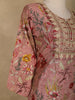 Pink Floral Printed Semi Silk Salwar Suit - Diadem