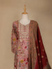 Pink Floral Printed Semi Silk Salwar Suit - Diadem