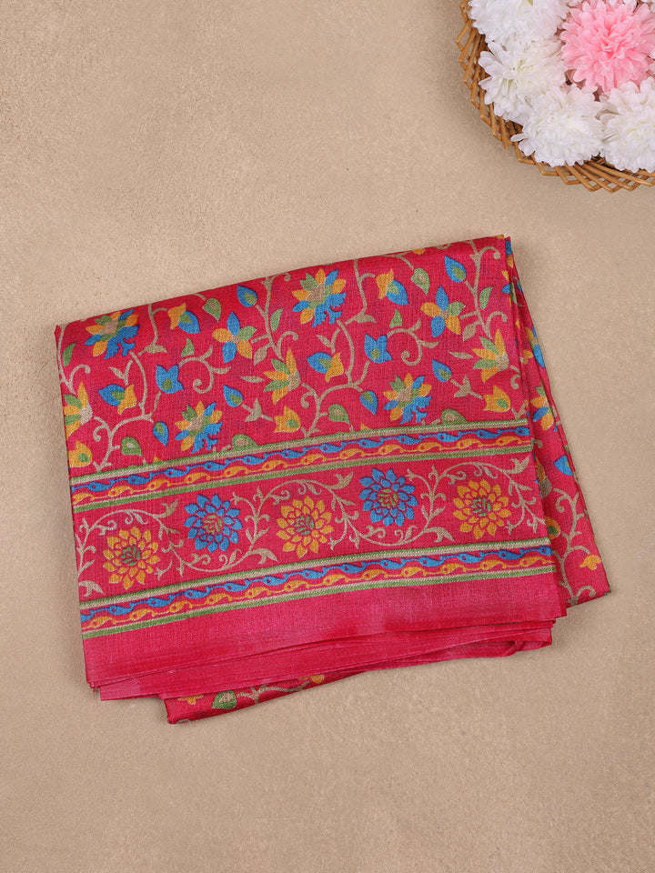 Pink Floral Prints Fancy Georgette Saree - Diadem