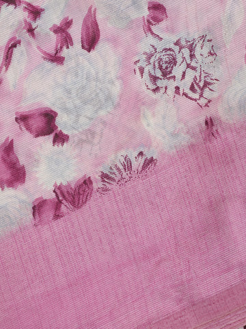 Pink Floral Prints Fancy Georgette Saree - Diadem