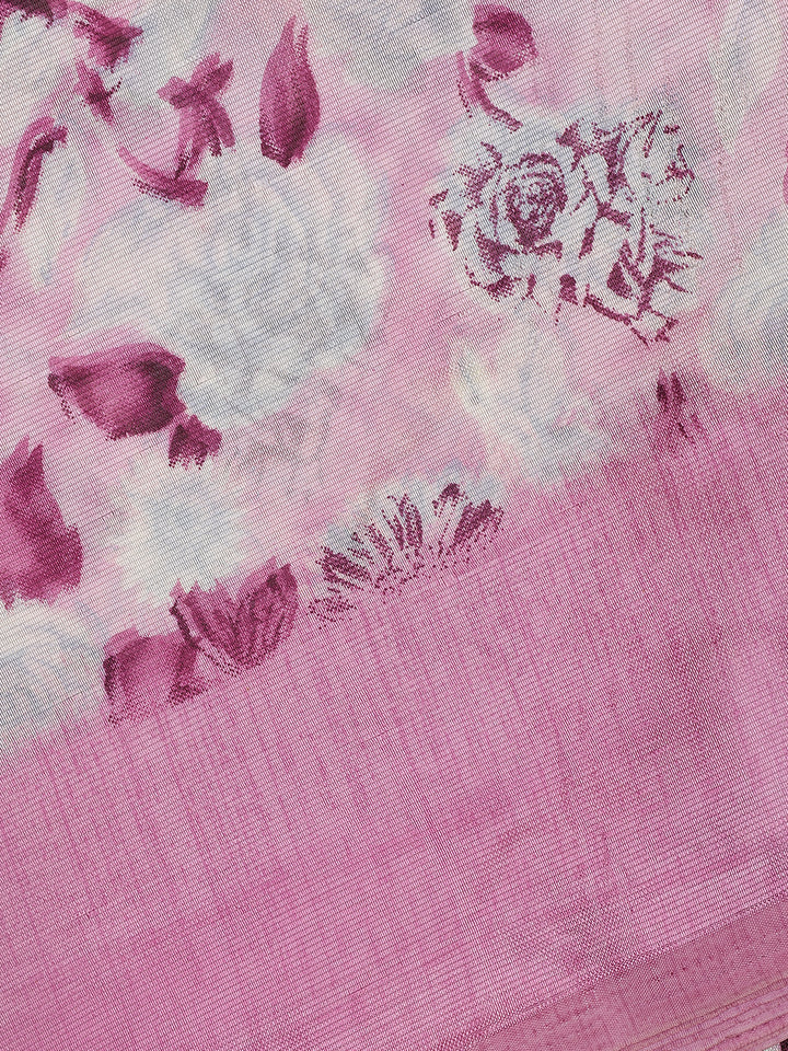 Pink Floral Prints Fancy Georgette Saree - Diadem
