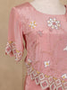 Pink Floral Sequins Embellished Crepe Skirt