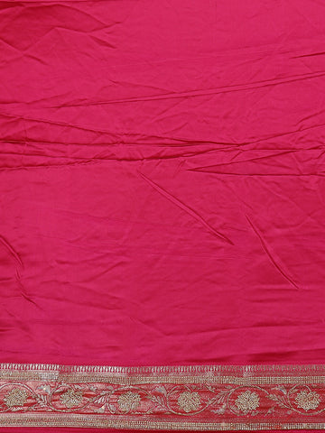 Pink Floral Weave and Stone Work Banarasi Silk Saree - Diadem