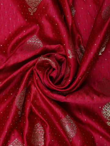 Pink Floral Weave and Stone Work Banarasi Silk Saree - Diadem