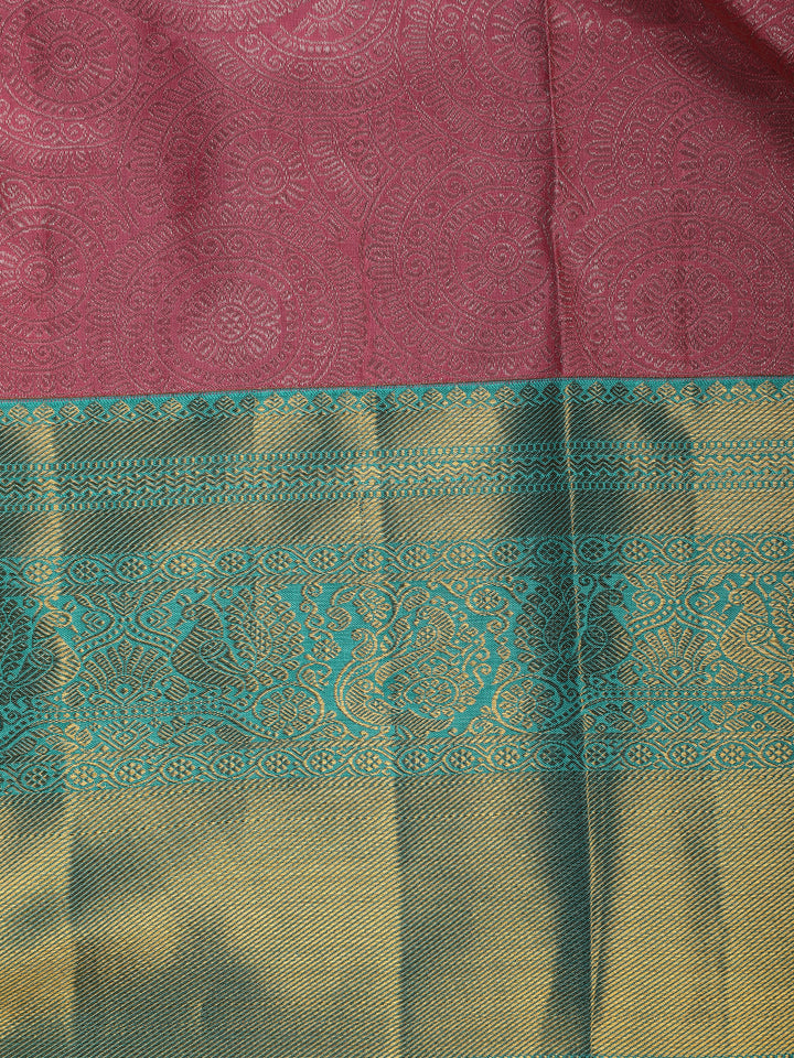Pink Floral Woven Pure Kanchipuram Silk Saree - Diadem