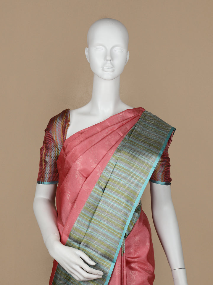 Pink Floral Woven Pure Kanchipuram Silk Saree - Diadem