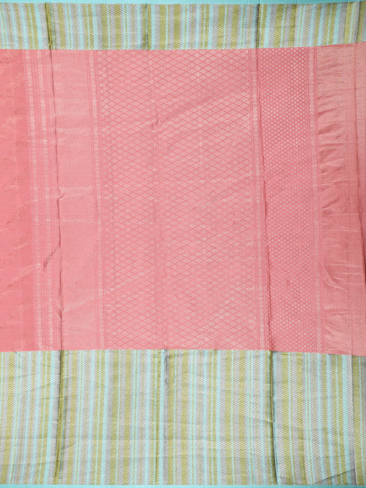 Pink Floral Woven Pure Kanchipuram Silk Saree - Diadem