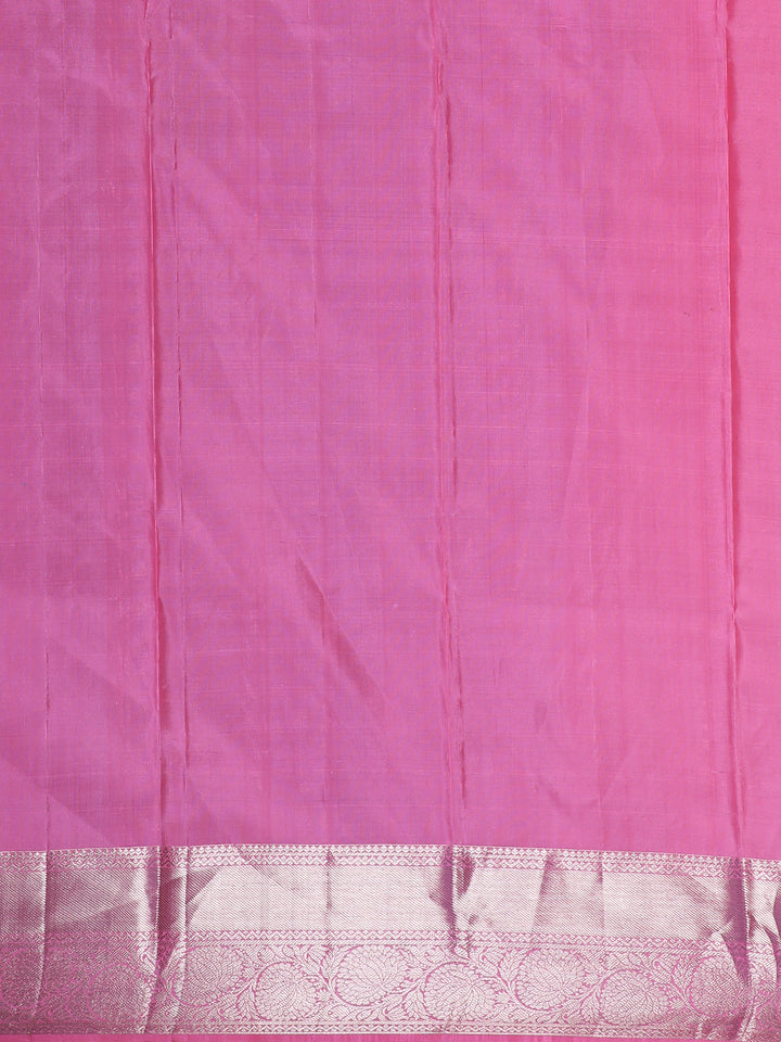 Pink Floral Woven Pure Kanchipuram Silk Saree - Diadem