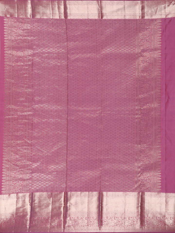 Pink Floral Woven Pure Kanchipuram Silk Saree - Diadem