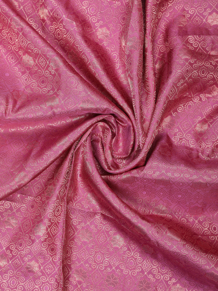 Pink Floral Woven Pure Kanchipuram Silk Saree - Diadem