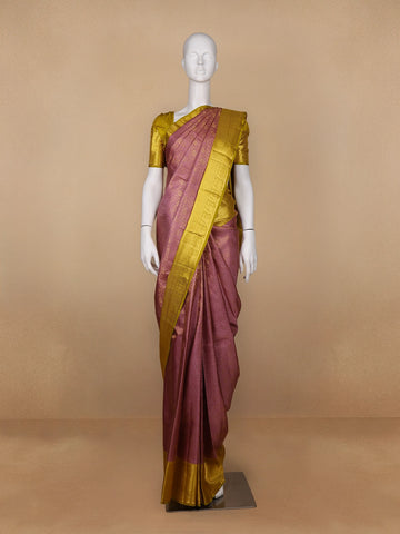 Pink Floral Woven Pure Kanchipuram Silk Saree - Diadem