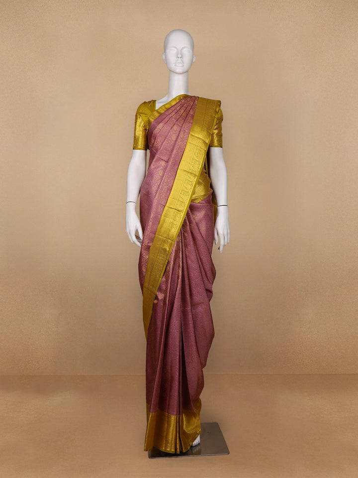 Pink Floral Woven Pure Kanchipuram Silk Saree - Diadem