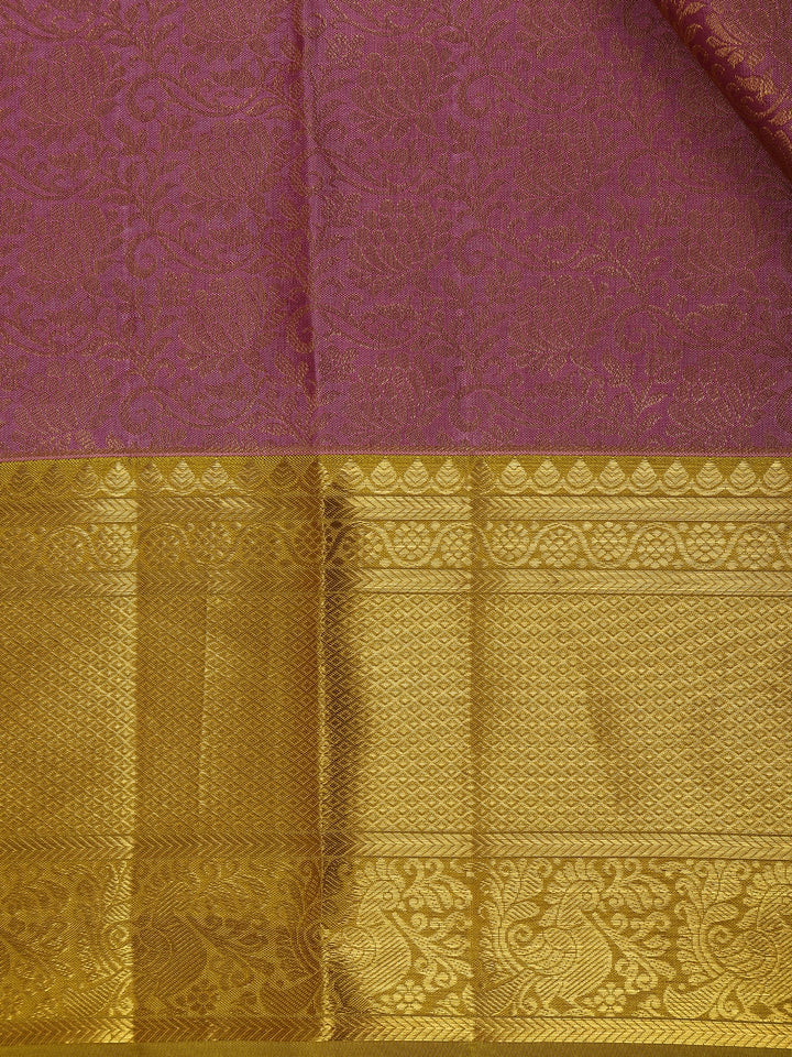 Pink Floral Woven Pure Kanchipuram Silk Saree - Diadem