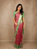 Pink Floral Woven Pure Kanchipuram Silk Saree with Zari Border